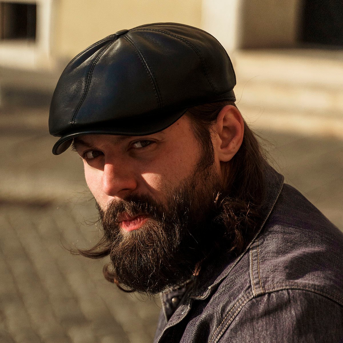 Leather flat deals cap